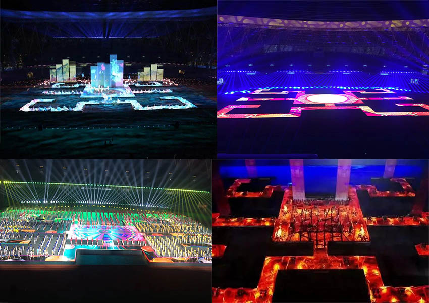 #Lightlink 1890㎡ floor screen illuminated 2018 opening ceremony of the 15th games of Hubei