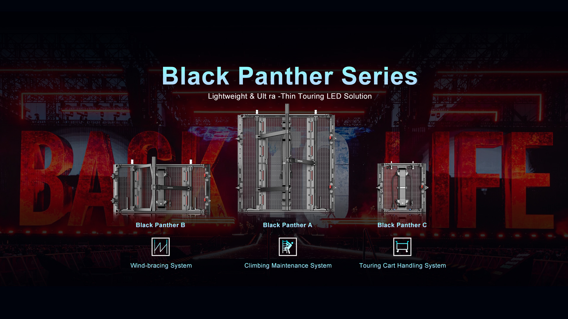 Transparent LED Rental Touring Dolly - Black Panther Series